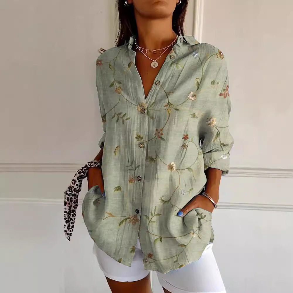 Long Style Long Sleeve Pattern Printed Shirt For Women - watkins innovators