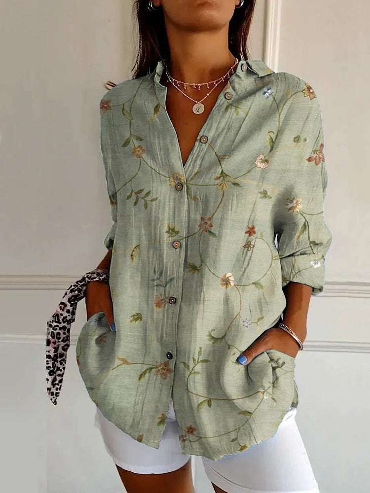 Long Style Long Sleeve Pattern Printed Shirt For Women - watkins innovators