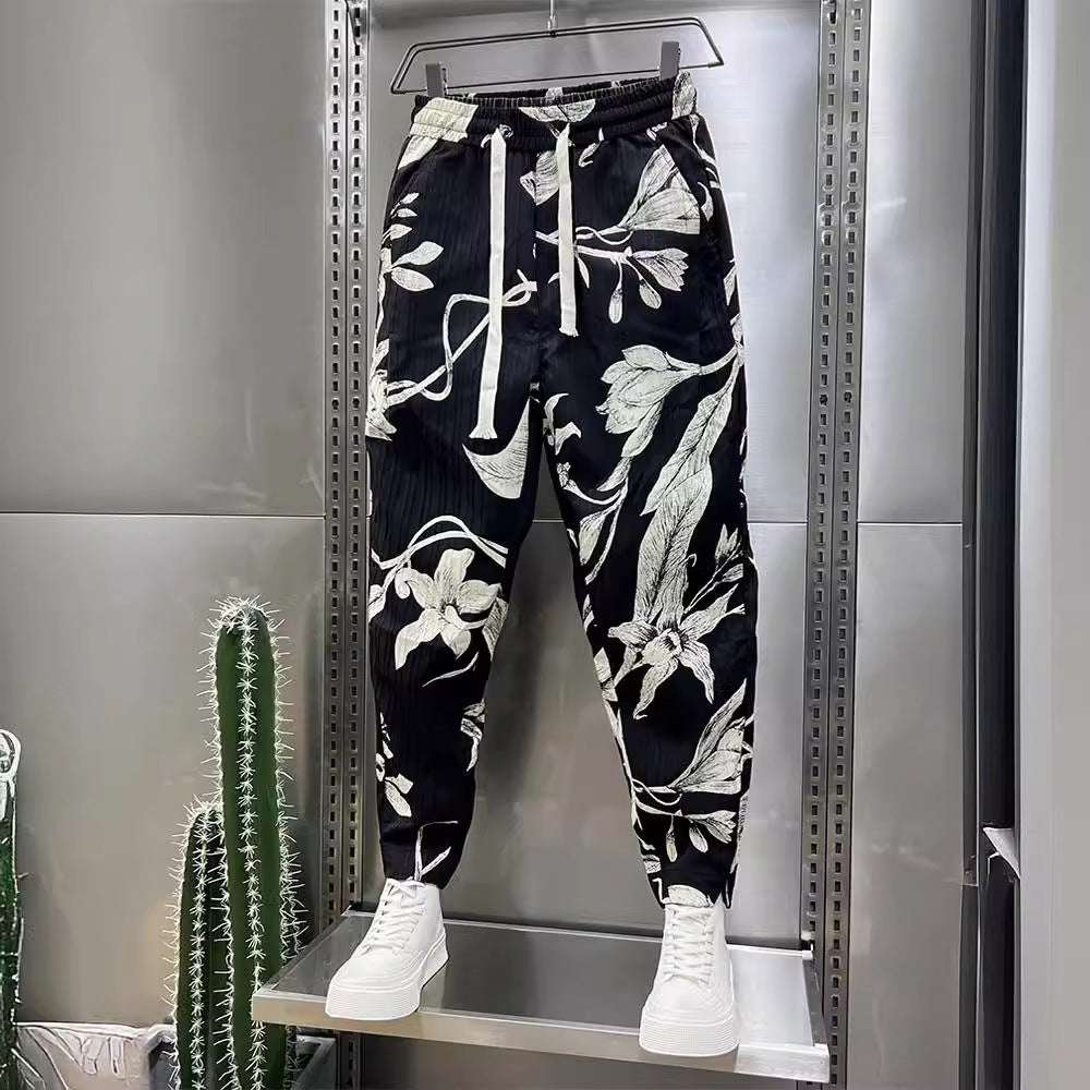 Men's Ice Silk Printed Cotton And Linen Casual Pants - watkins innovators