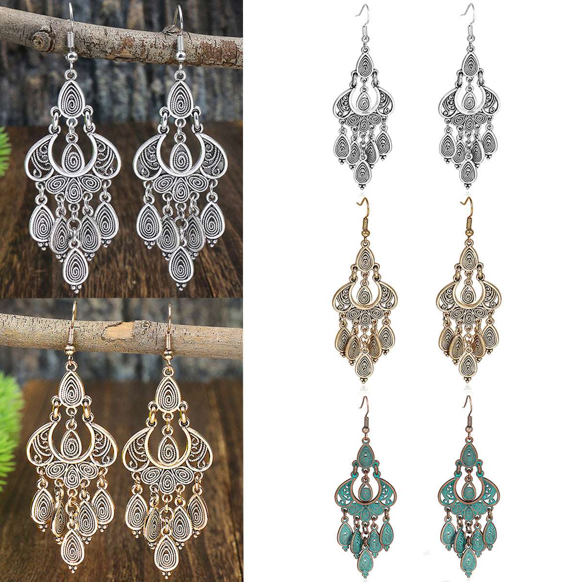Handmade Old Peacock Tassel Earrings Retro Ethnic Style Long Earrings - watkins innovators
