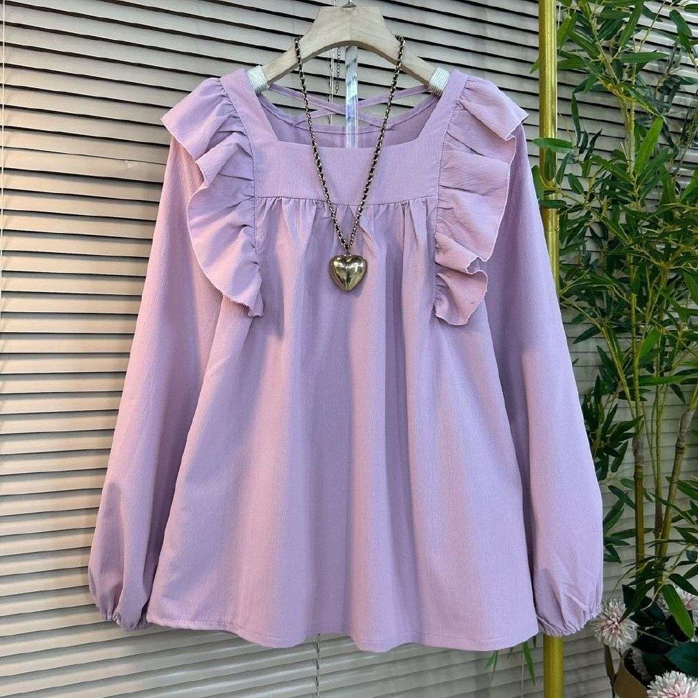 Ruffled Square Collar Beauty Back Sexy Design Women's Shirt - watkins innovators