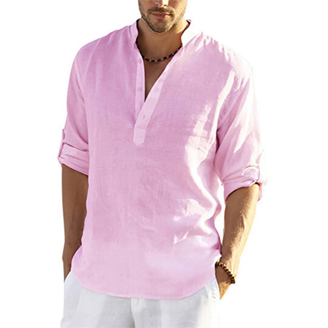 Casual Linen Shirt Solid Color - watkins innovators