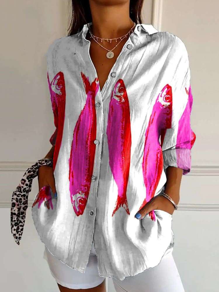 Long Style Long Sleeve Pattern Printed Shirt For Women - watkins innovators