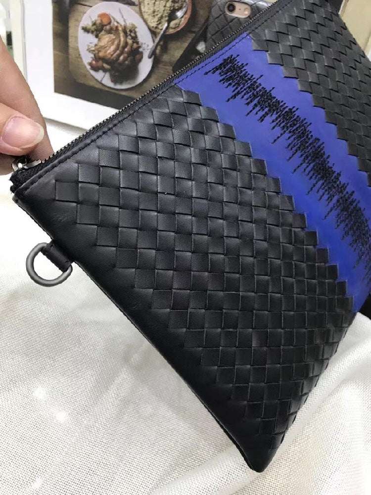 Men's Versatile Waxing Calf Skin Handmade Woven Men's Bag Trendy Fashion Clutch - watkins innovators