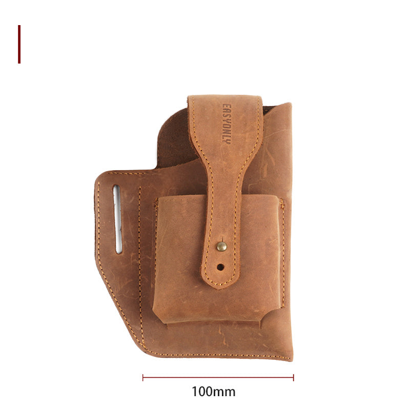 Men's Dual Mobile Phone Bag Hanging Waist   Outdoor Construction Site Leather Belt Cover - watkins innovators