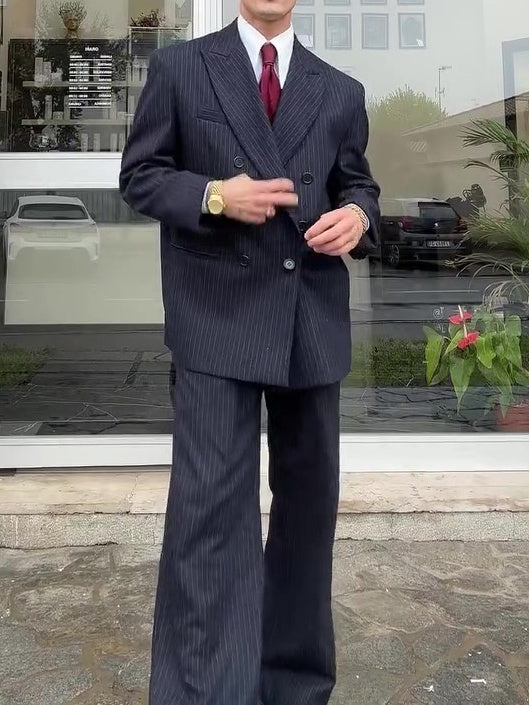 Classic Double - Breasted Pinstripe Men's Suit - watkins innovators