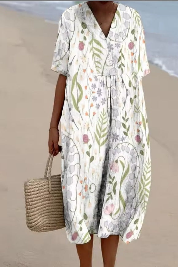 Large Size Women's Shirt Short Sleeved Dress