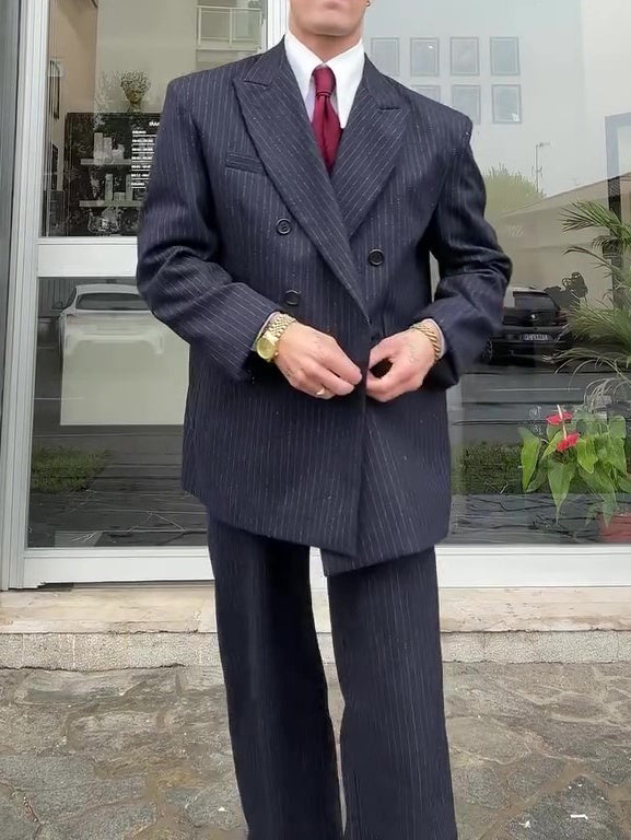 Classic Double - Breasted Pinstripe Men's Suit - watkins innovators