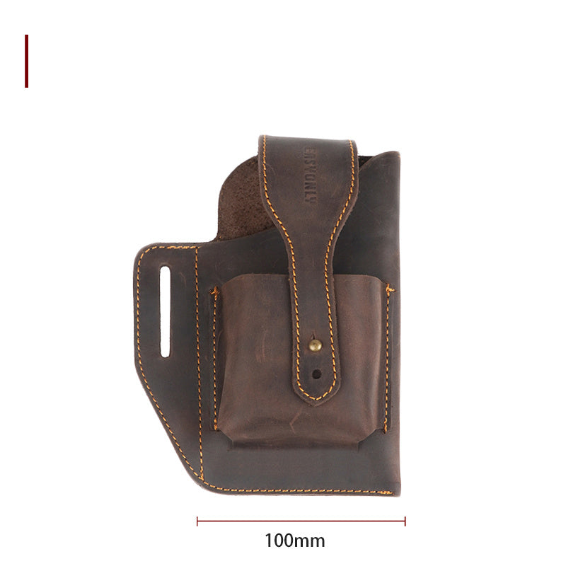Men's Dual Mobile Phone Bag Hanging Waist   Outdoor Construction Site Leather Belt Cover - watkins innovators