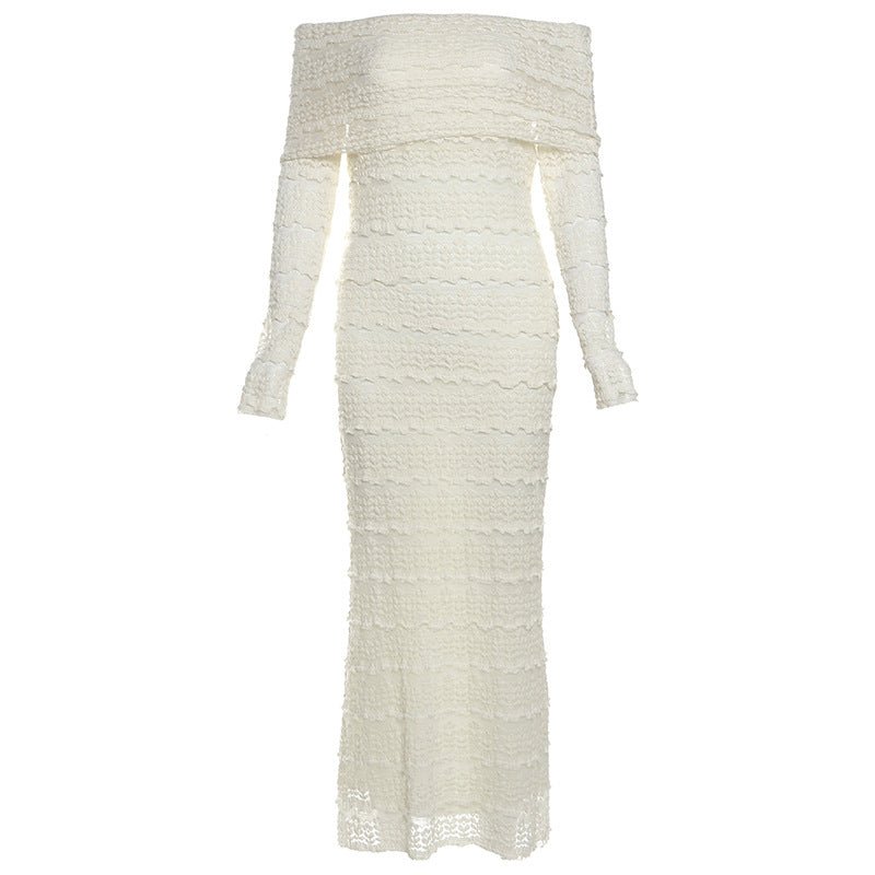 Amazon New Fashionable Elegant Socialite Style Off-shoulder Lace Dress Women - watkins innovators