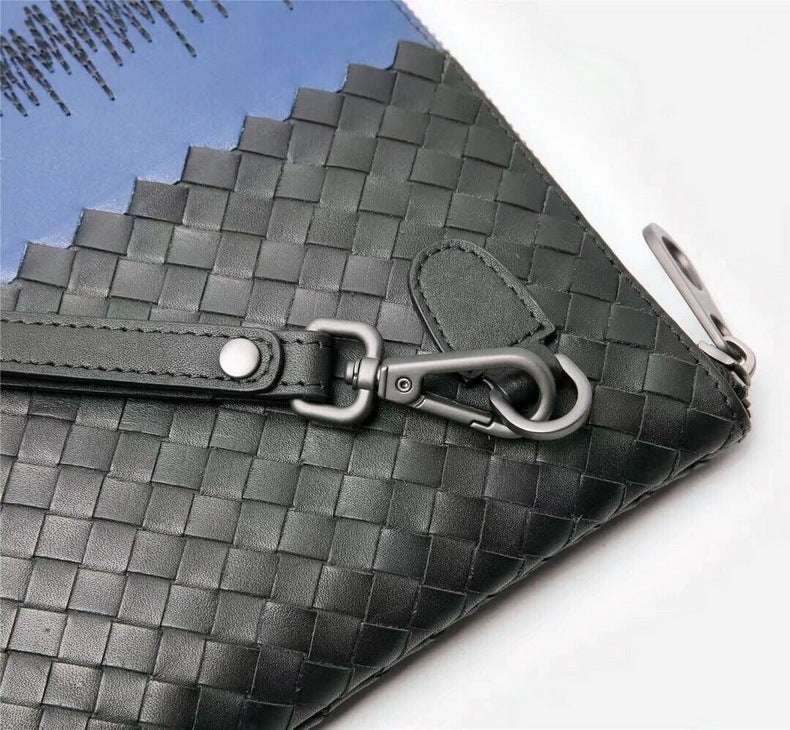 Men's Versatile Waxing Calf Skin Handmade Woven Men's Bag Trendy Fashion Clutch - watkins innovators