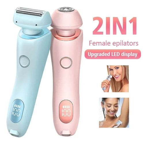 2 In 1 Hair Removal Epilator USB Rechargeable Trimmer Women Body Razor Face Leg Armpit Bikini Hand Pubic Shaver Hair Remover - watkins innovators