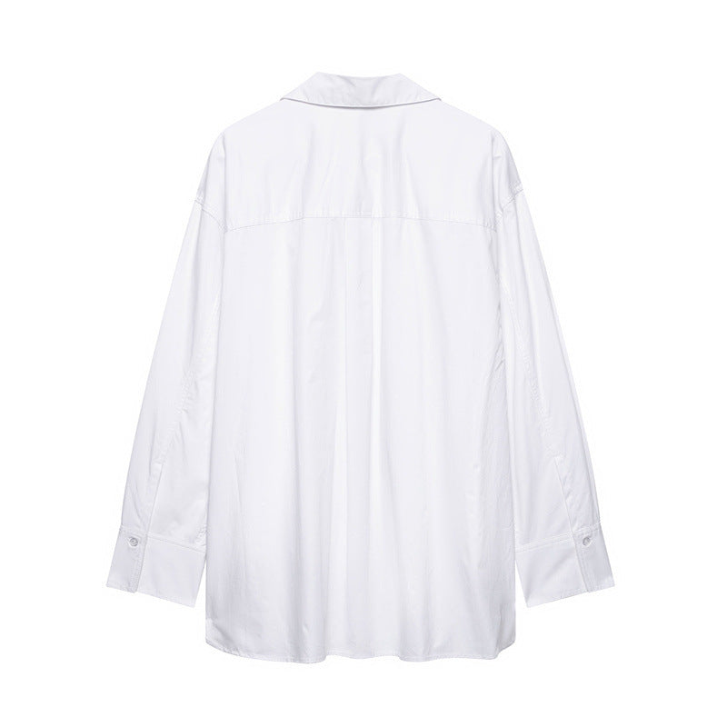 European And American Style Solid Color Loose Casual Front Lace-up Shirt - watkins innovators