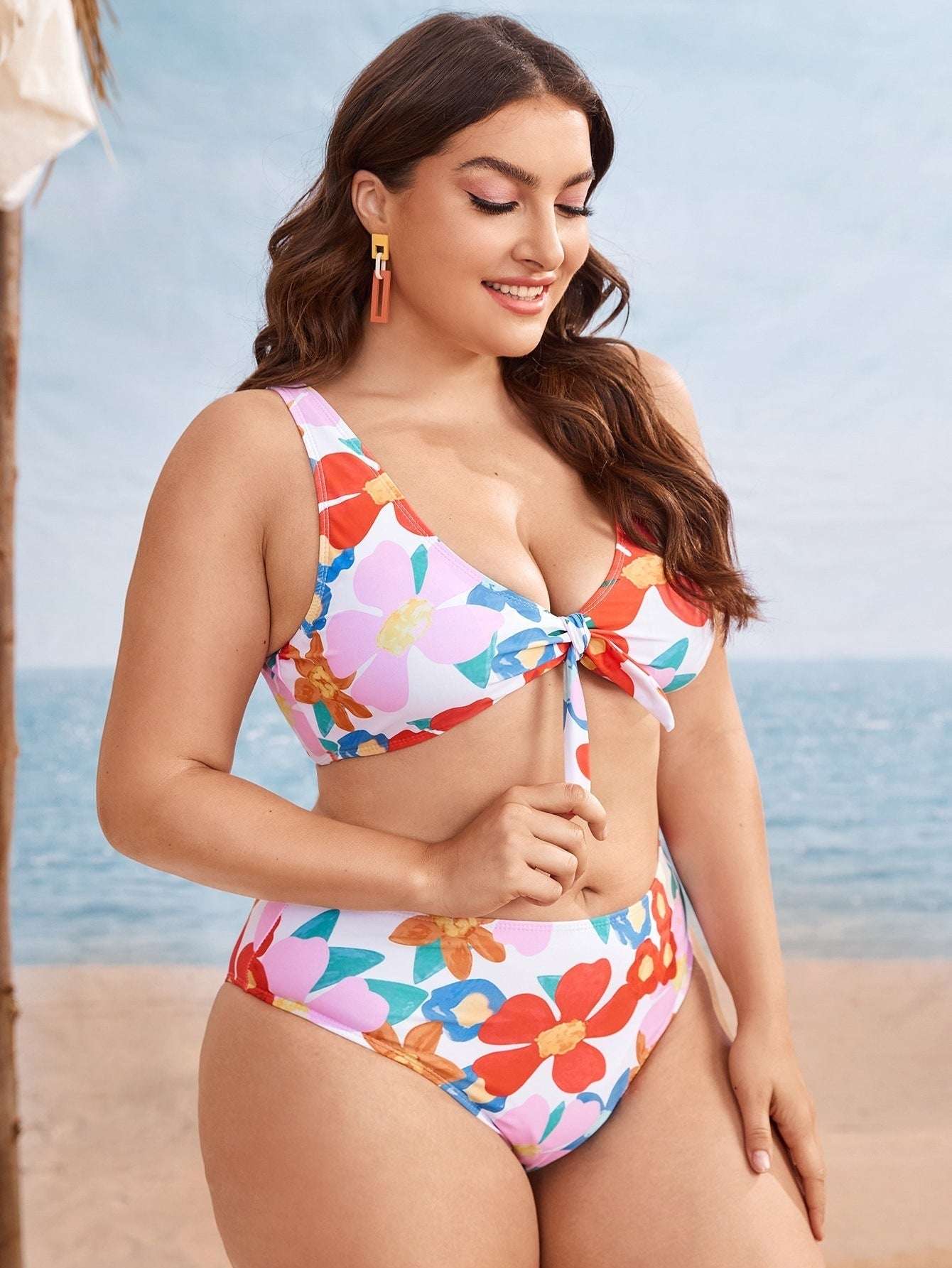 Women's Split Color Printing Plus Size Swimsuit - watkins innovators