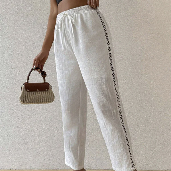 Ladies' Fashionable And Versatile Solid Color Simple And Versatile Casual Side Hollow Pants - watkins innovators