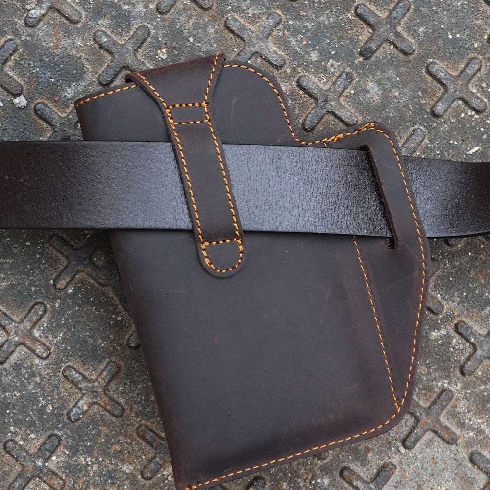 Men's Dual Mobile Phone Bag Hanging Waist   Outdoor Construction Site Leather Belt Cover - watkins innovators