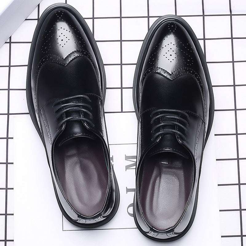 New Men's Brogue Leather Business Casual British Formal Leather Shoes - watkins innovators