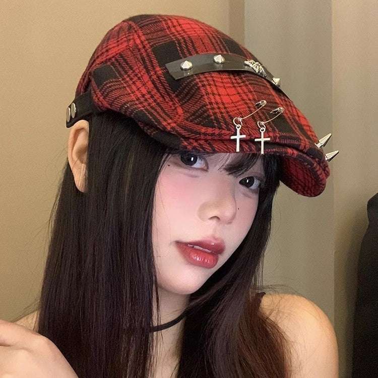 Dark Street Fashion Advance Hats Women's Neutral Plaid - watkins innovators