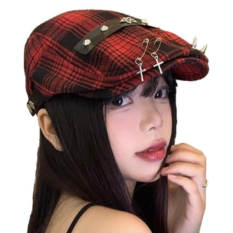 Dark Street Fashion Advance Hats Women's Neutral Plaid - watkins innovators