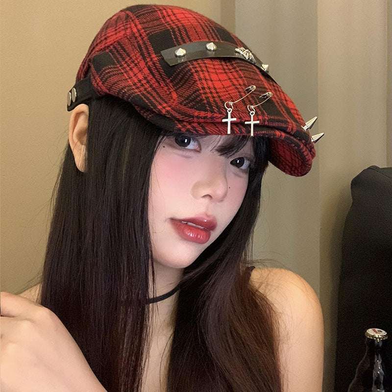 Dark Street Fashion Advance Hats Women's Neutral Plaid - watkins innovators