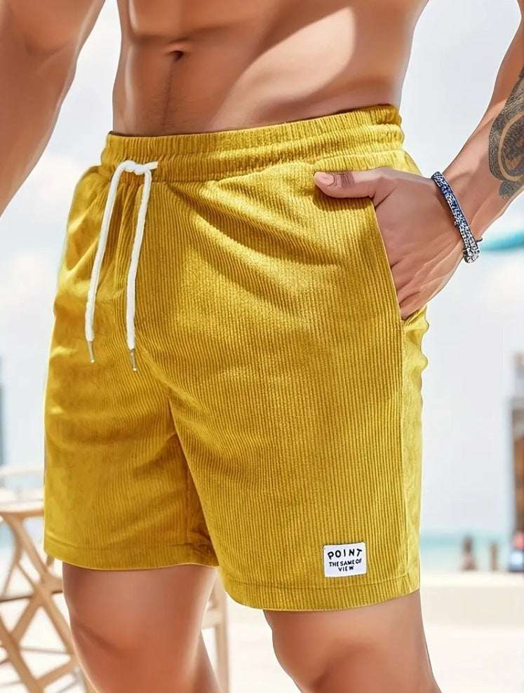 Lace-up Drawstring Shorts Summer Corduroy Sports Short Pants Mens Clothing - watkins innovators