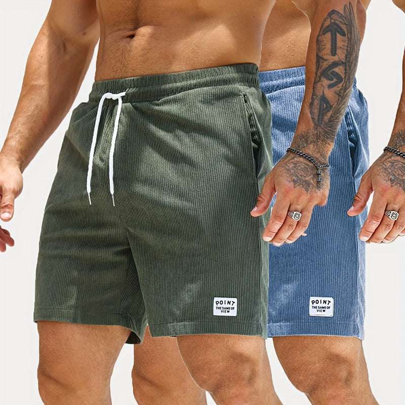 Lace-up Drawstring Shorts Summer Corduroy Sports Short Pants Mens Clothing - watkins innovators
