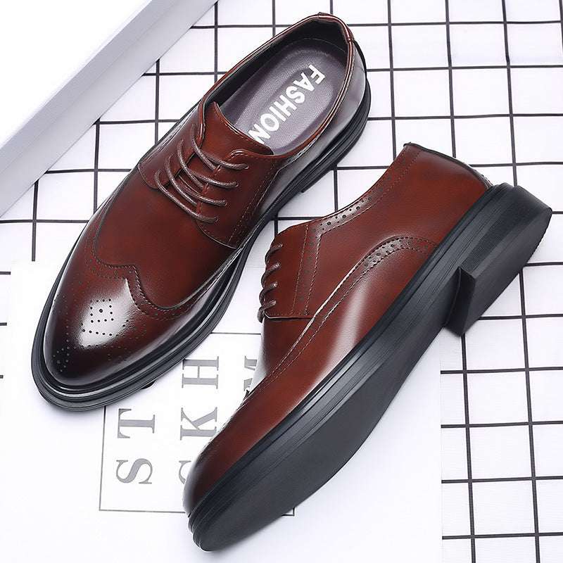 New Men's Brogue Leather Business Casual British Formal Leather Shoes - watkins innovators
