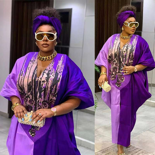 Ethnic Style Loose Plus Size Color - matching Dress - watkins innovators
