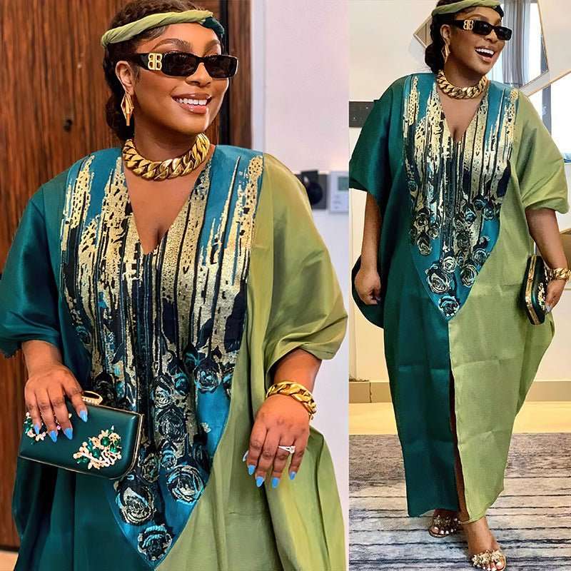 Ethnic Style Loose Plus Size Color - matching Dress - watkins innovators