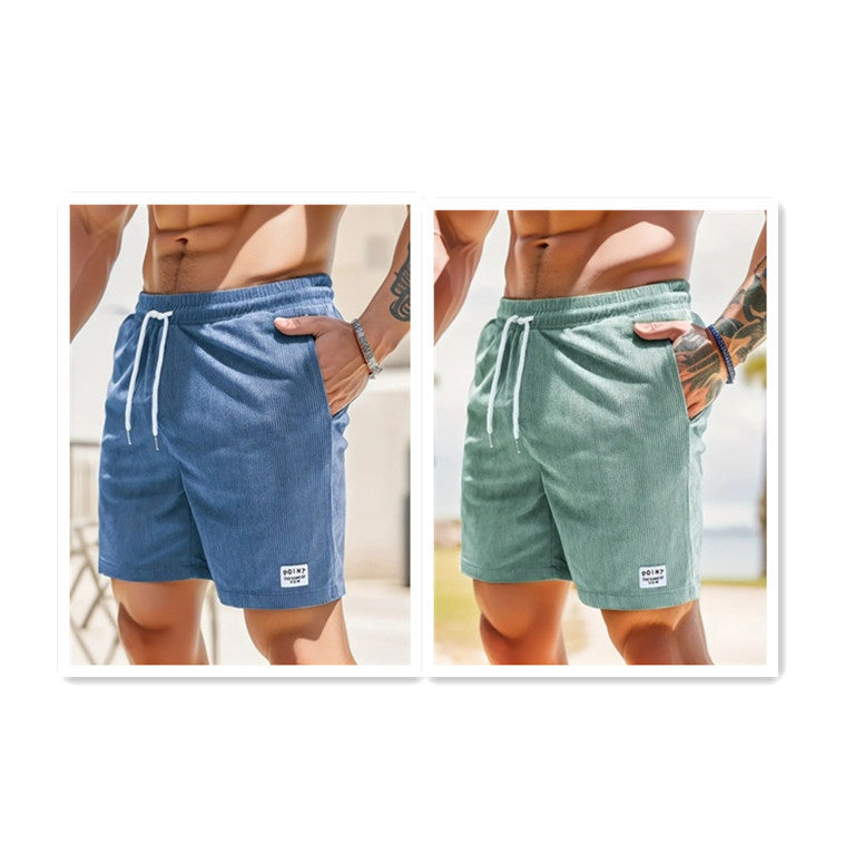 Lace-up Drawstring Shorts Summer Corduroy Sports Short Pants Mens Clothing - watkins innovators