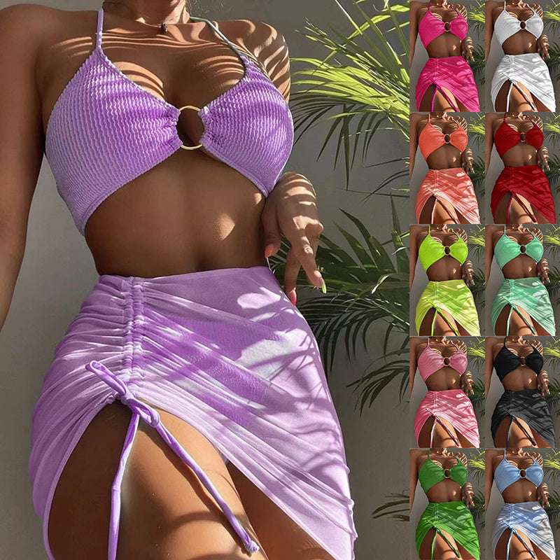 3pcs Halter Bikini Summer Fashion Personalized Three-point Beach Swimsuit For Women - watkins innovators