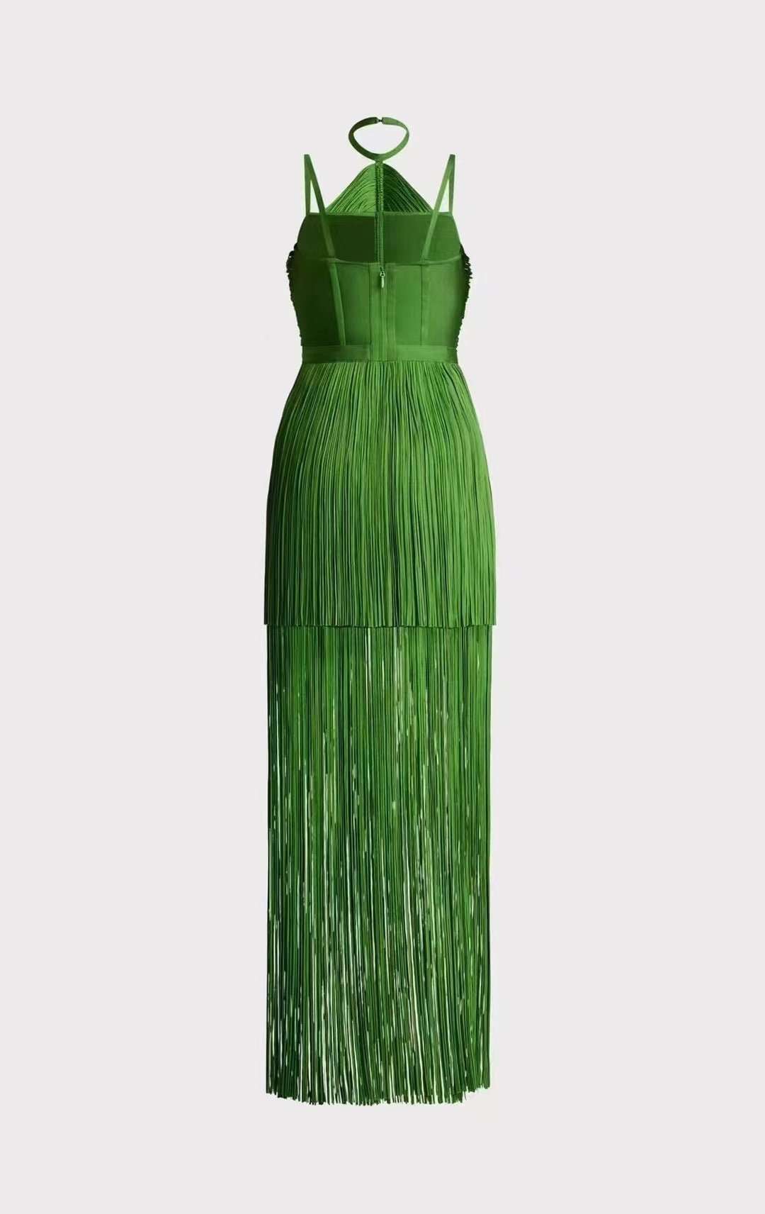 Green Halter Spaghetti Straps Tassel Dinner Ball Dress - watkins innovators