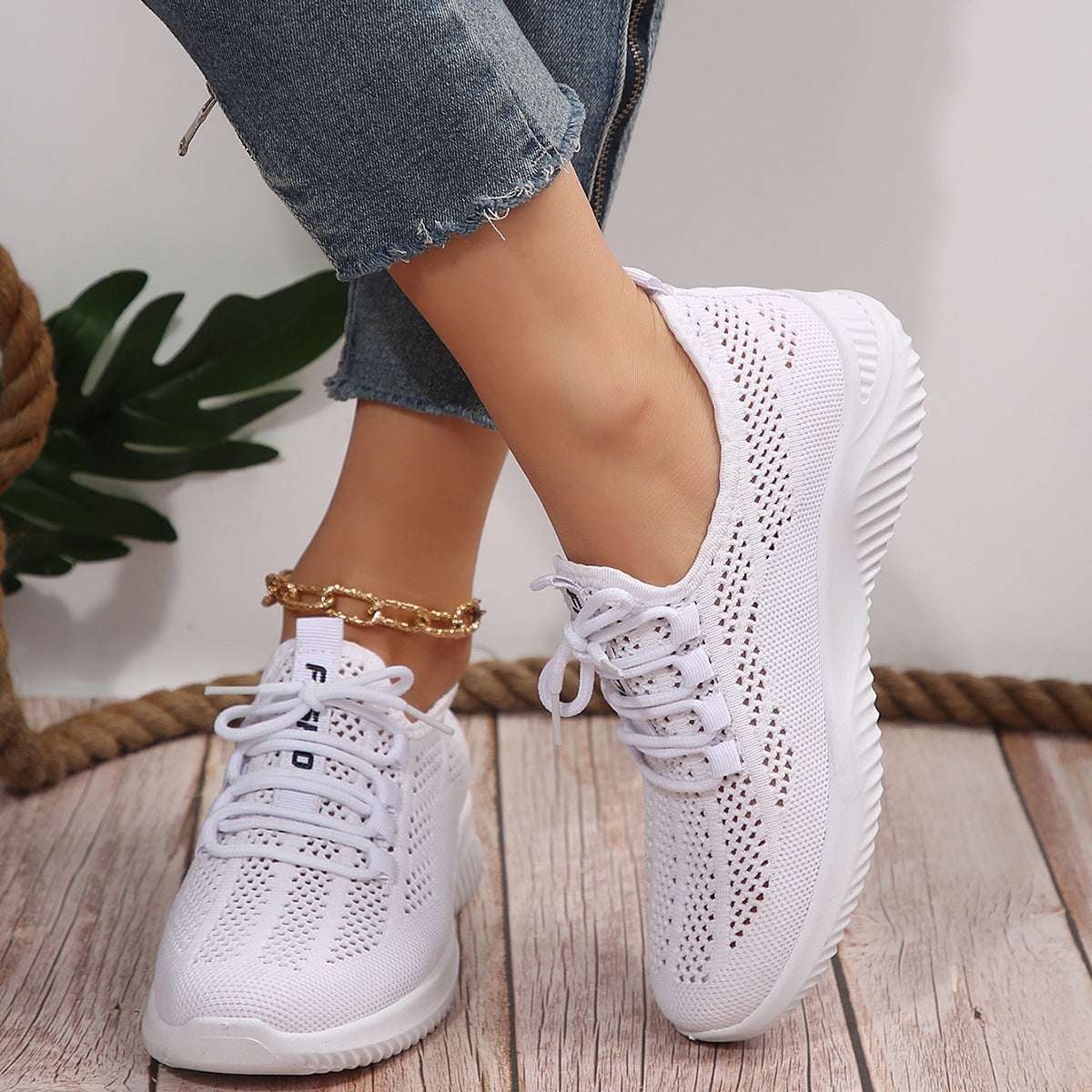Plus Size Stylish And Lightweight Fly-kit Mesh Sports Casual Shoes - watkins innovators