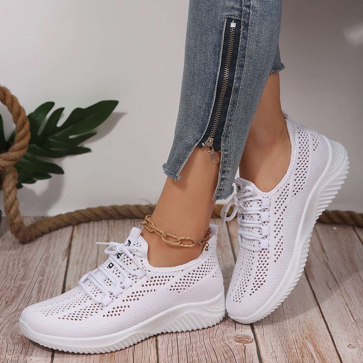 Plus Size Stylish And Lightweight Fly-kit Mesh Sports Casual Shoes - watkins innovators