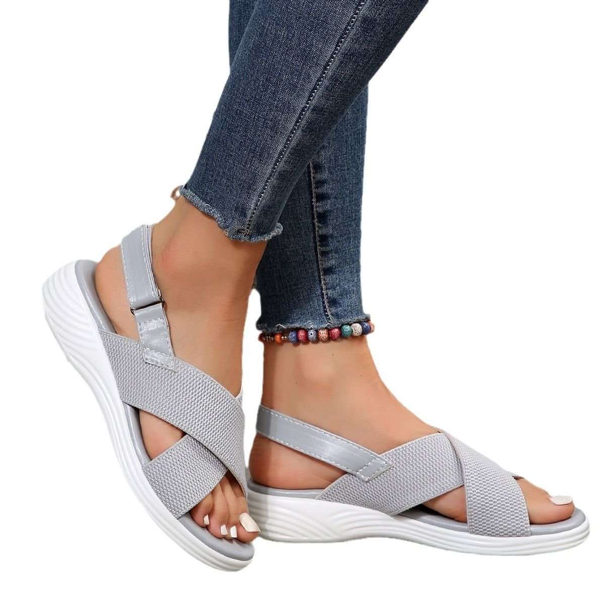 Strap Peep Toe Wedge Fly Woven Mesh Casual Sandals - watkins innovators