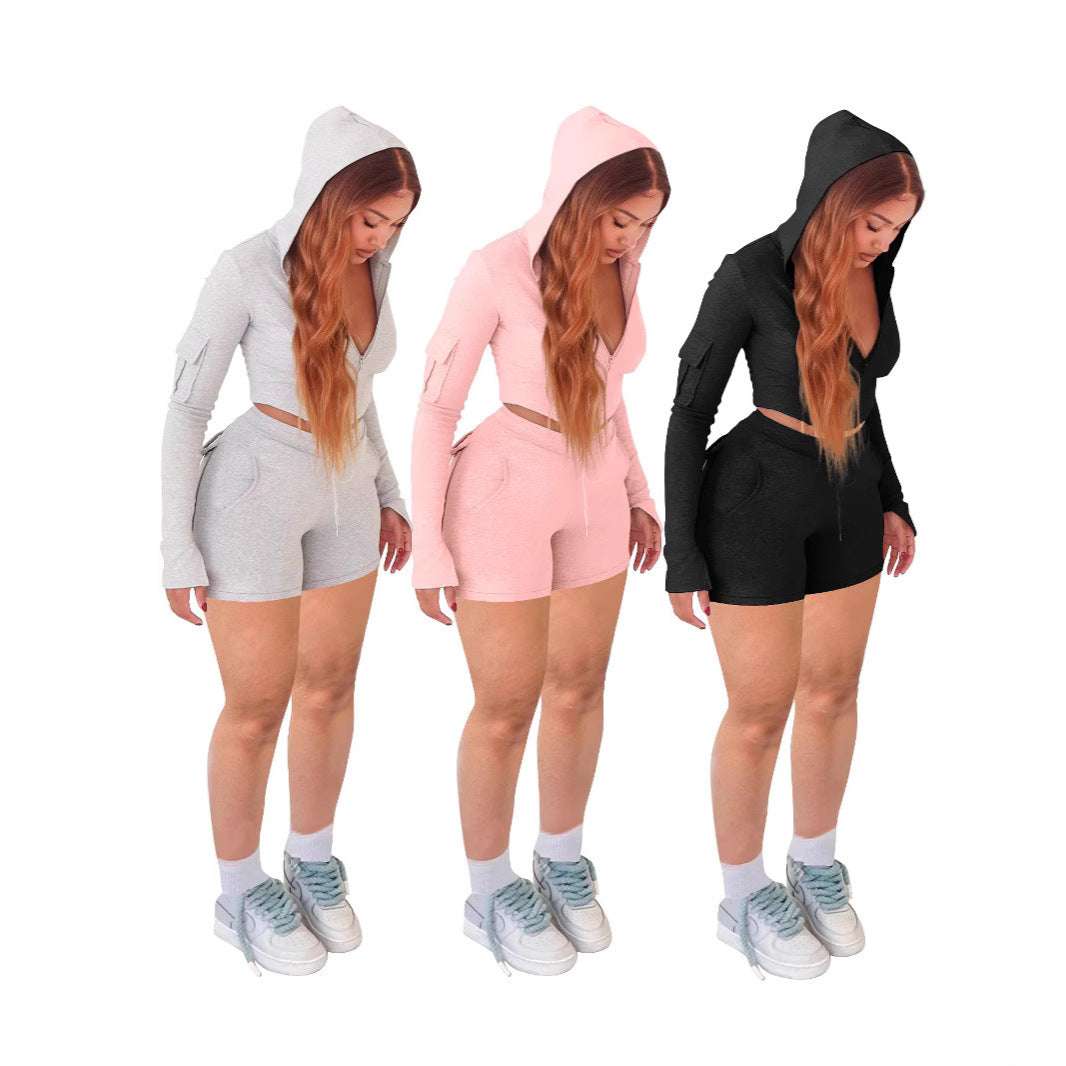 Women's Casual Tight Workwear With Pocket Sports Shorts Suit - watkins innovators