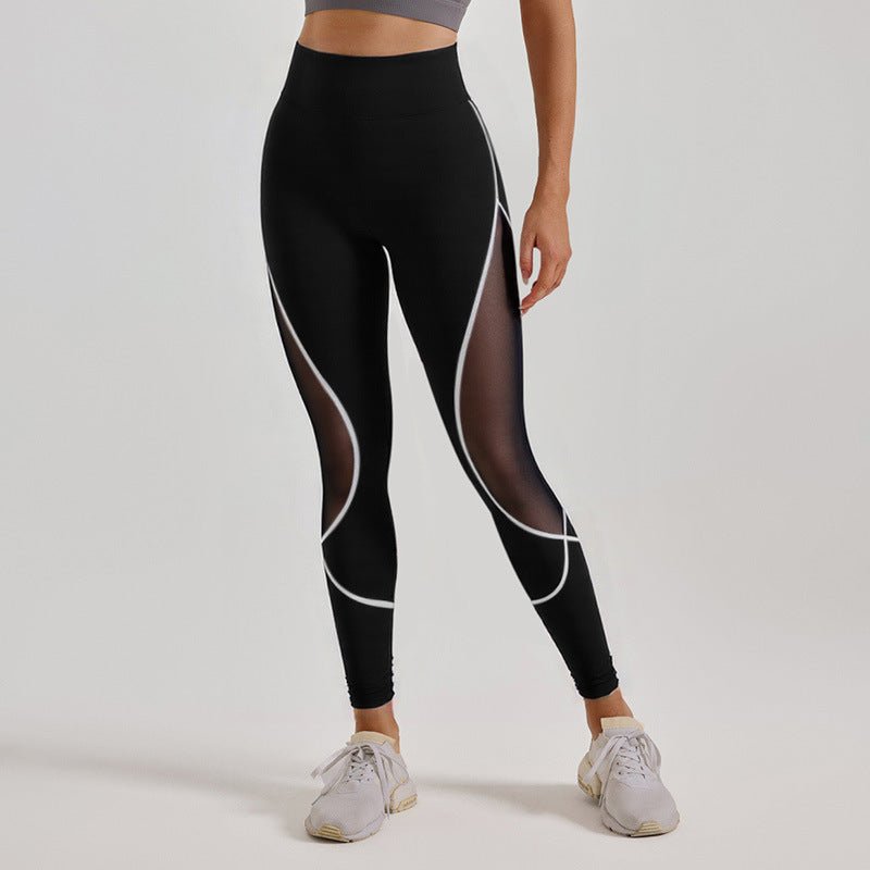 Women's Color Matching Mesh European And American High Waist Yoga Pants - watkins innovators