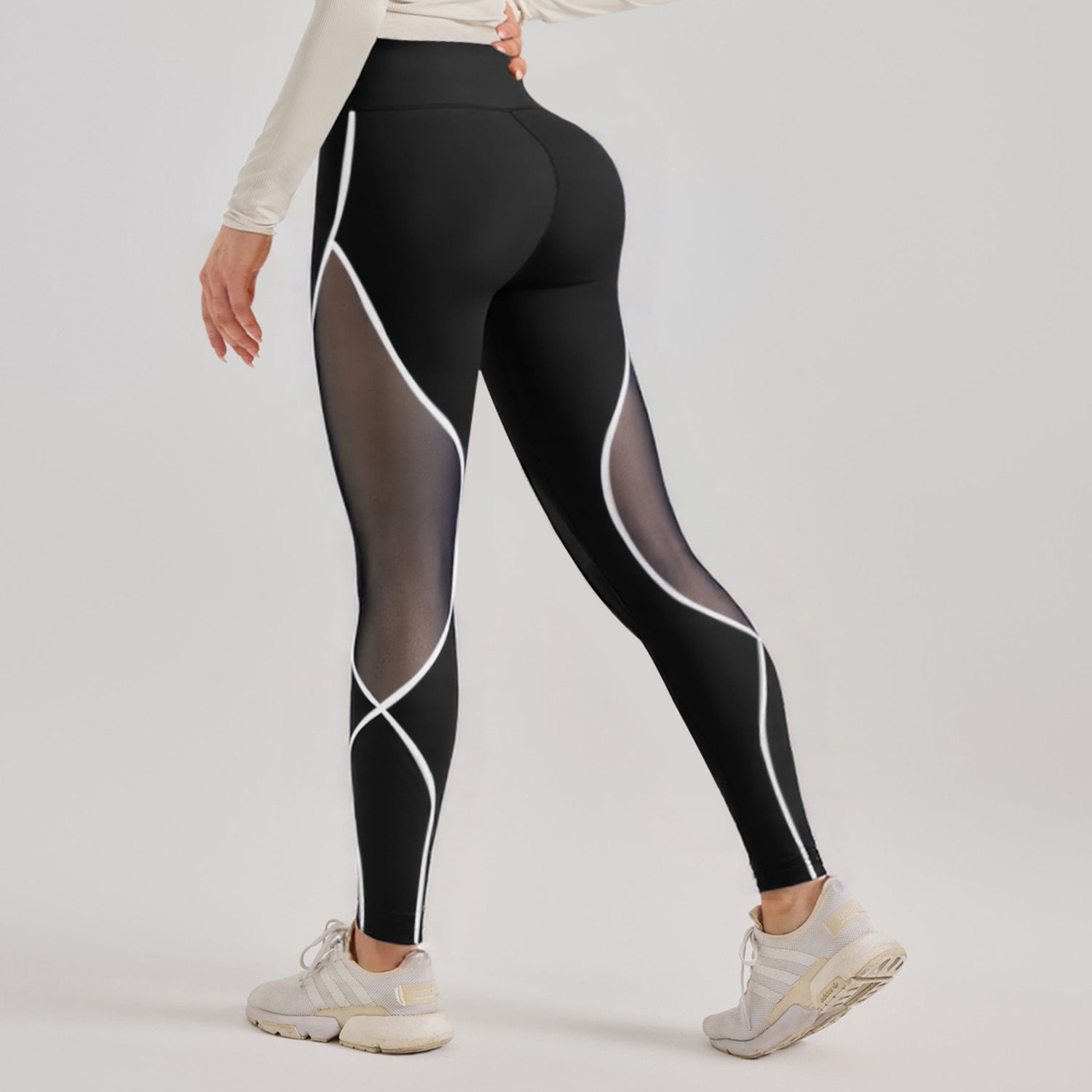 Women's Color Matching Mesh European And American High Waist Yoga Pants - watkins innovators