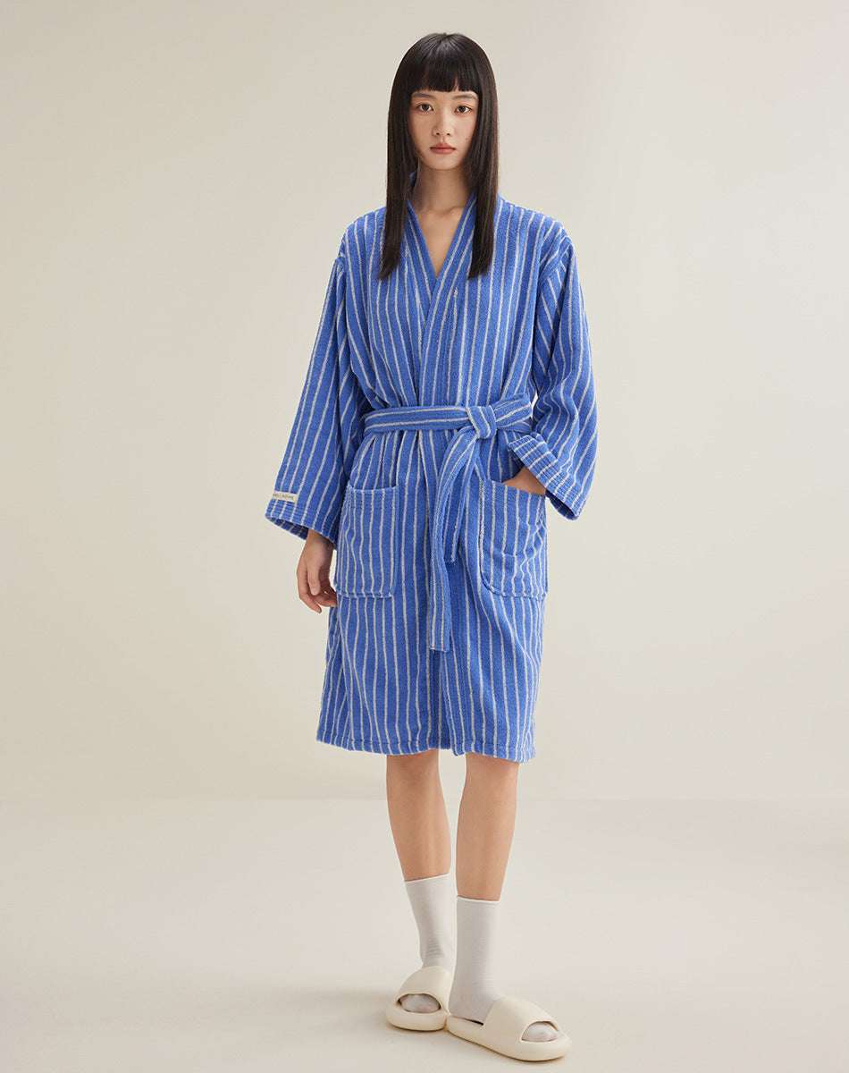 Women's Cotton Striped Bathrobe Terry - watkins innovators