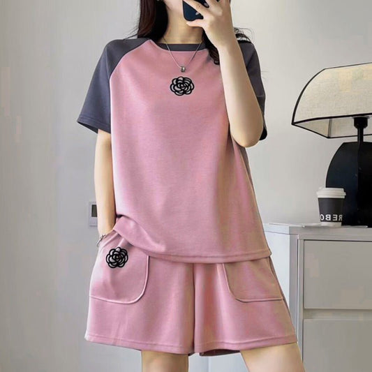 Women's Middle - aged Leisure Fashionable Short Sleeve Shorts Two - piece Set - watkins innovators
