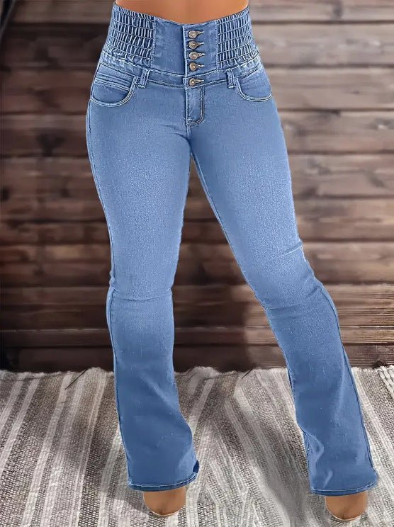 Women's Stretch Button Denim Pants - watkins innovators