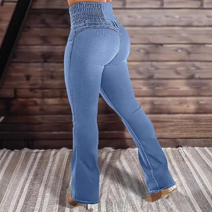 Women's Stretch Button Denim Pants - watkins innovators