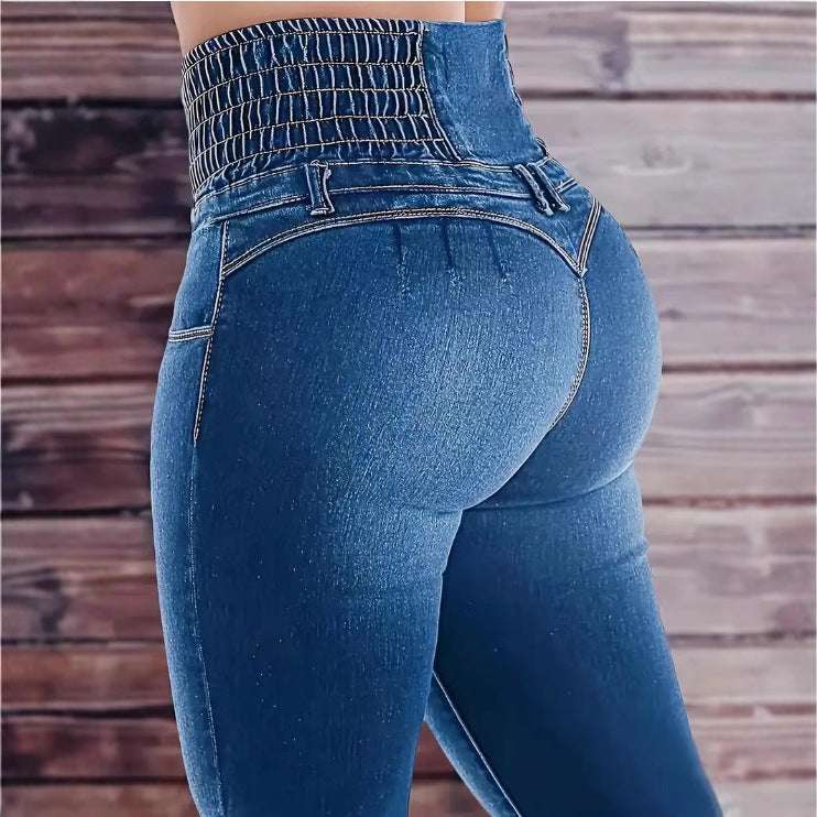 Women's Stretch Button Denim Pants - watkins innovators